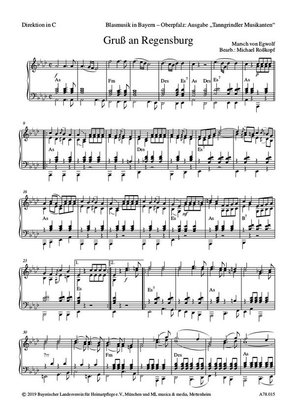 Joseph Egwolf (1840-1905), Gruß an Regensburg - Marsch