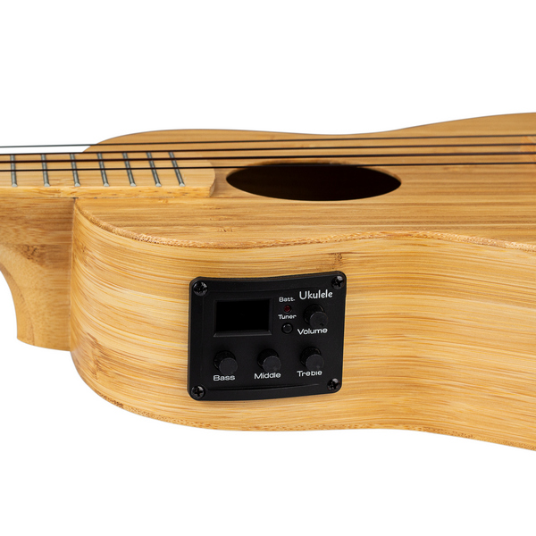 Tenor Ukulele Bamboo Natur mit Tonabnehmersystem