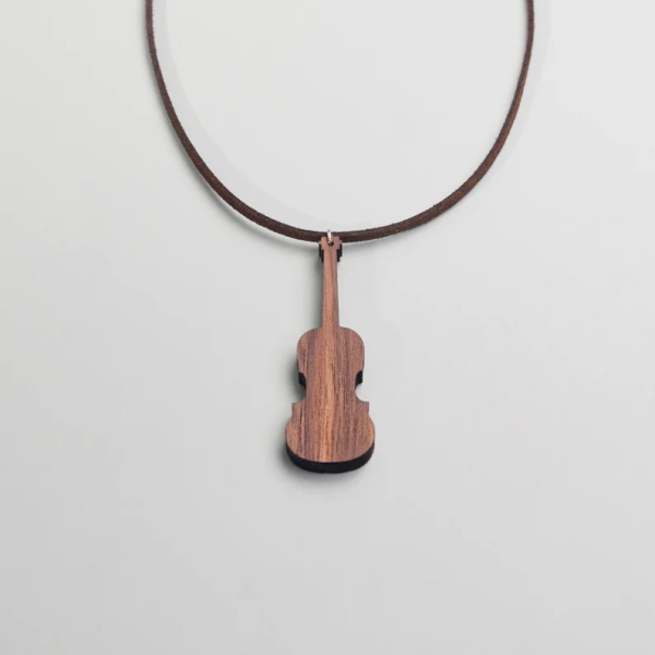 Halskette Violine Walnuss