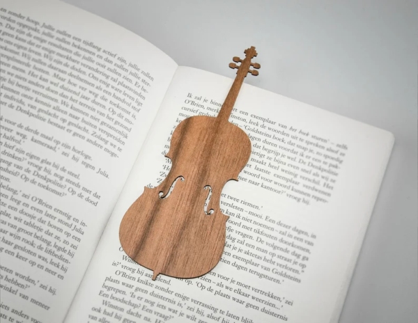 Lesezeichen Cello Walnuss