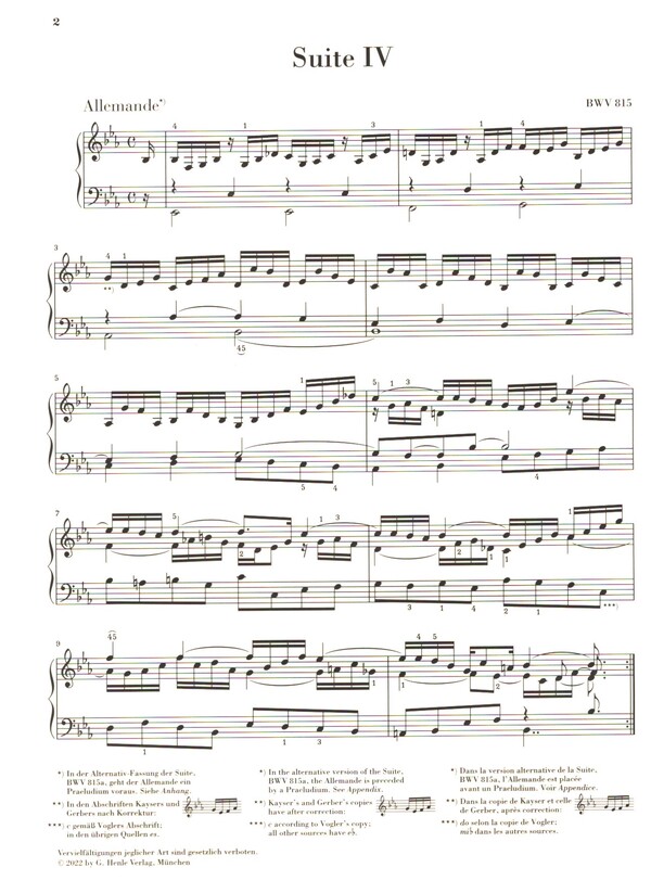 Französische Suite Nr.4 Es-dur BWV815