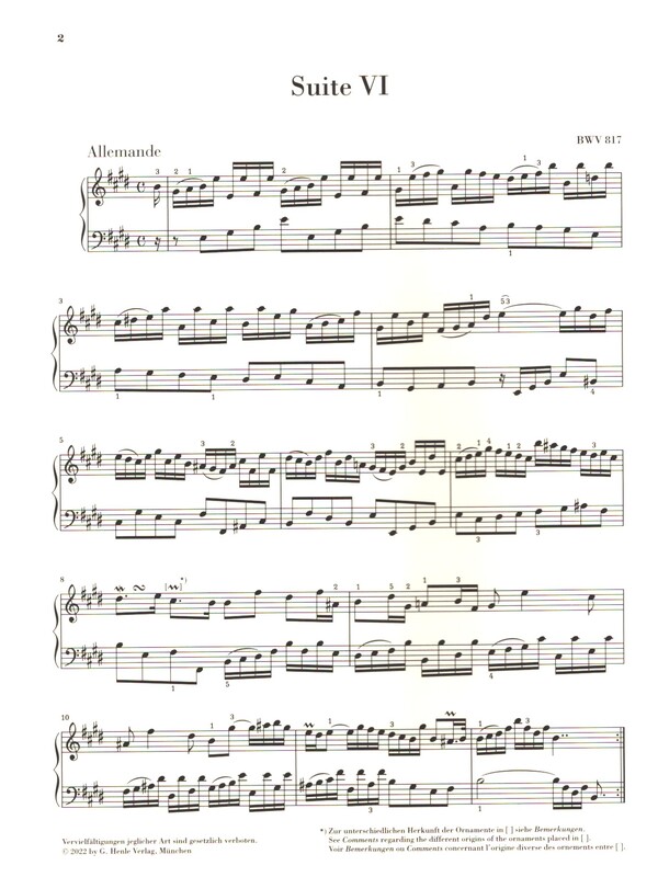 Französische Suite Nr.6 E-dur BWV817