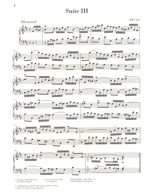 Französische Suite Nr.3 h-moll BWV814