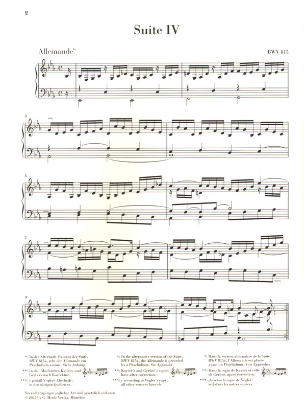 Französische Suite Nr.4 Es-dur BWV815