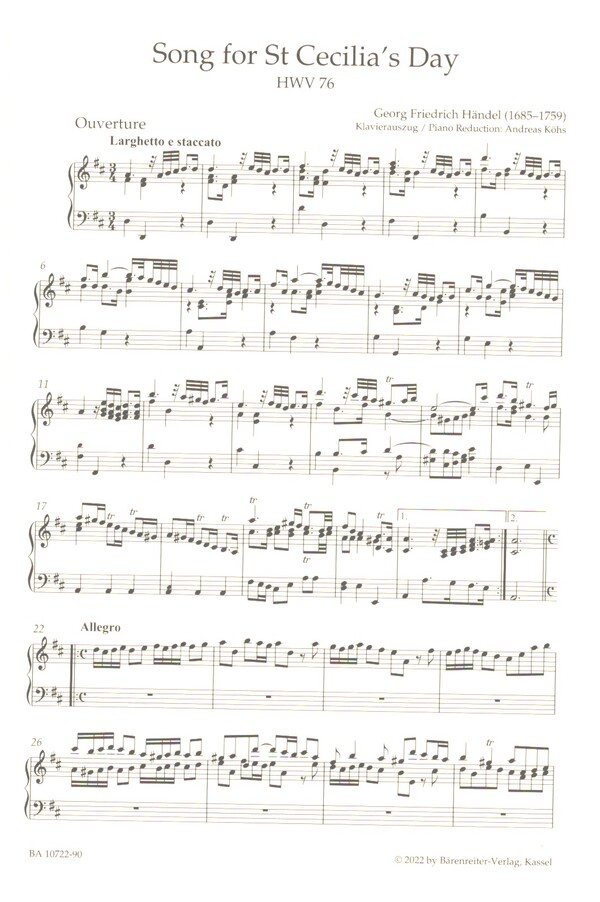 Song for St. Cecilia's Day HWV76 (Cäcilienode)