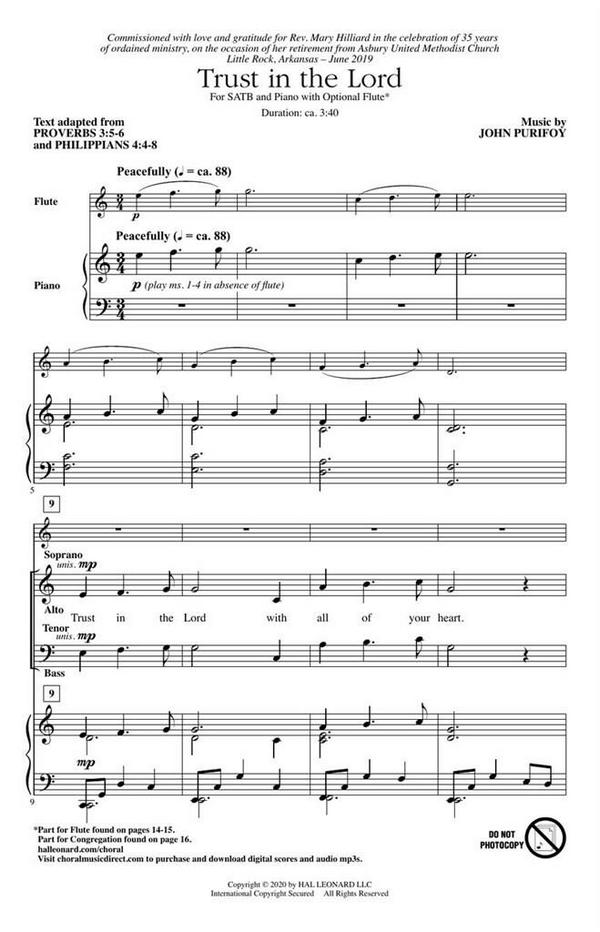 John Purifoy, Trust in the Lord