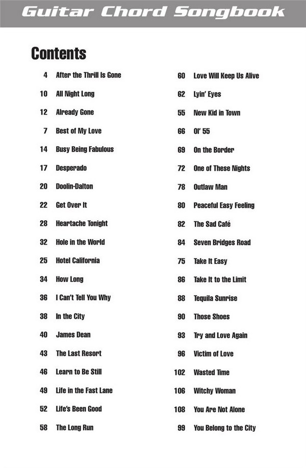 Eagles - Guitar Chord Songbook