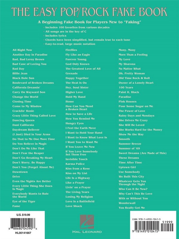 The Easy Pop/Rock Fake Book