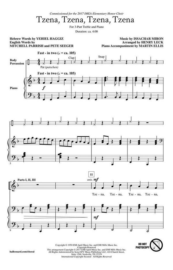 Issachar Miron, Tzena, Tzena, Tzena, Tzena