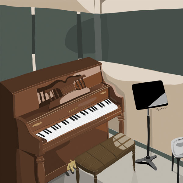 Practice Room Postcard Klavier