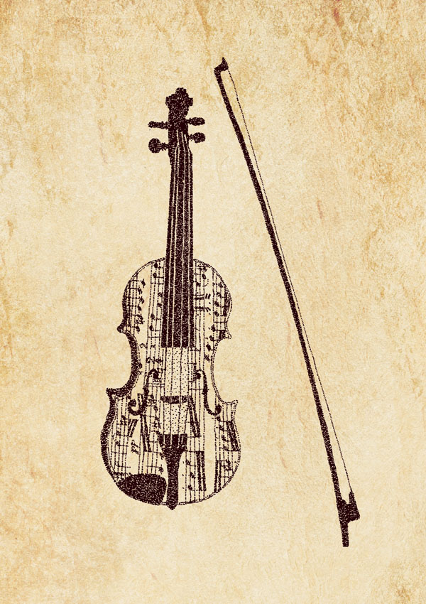 Pointillism Postcard Geige
