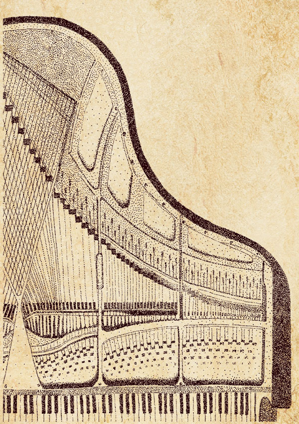 Pointillism Postcard Klavier