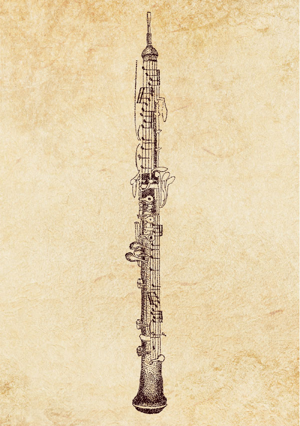 Pointillism Postcard Oboe