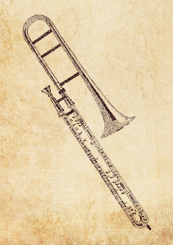 Pointillism Postcard Posaune