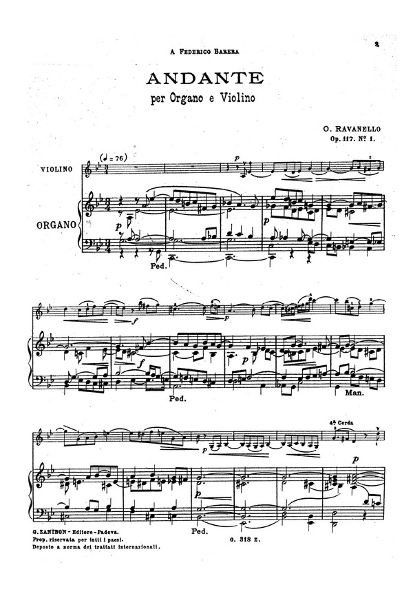 Oreste Ravanello, Tre pezzi per organo e strumento, op 117