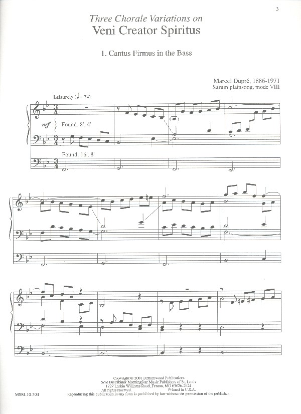 3 Chorale Variations on Veni creator spiritus