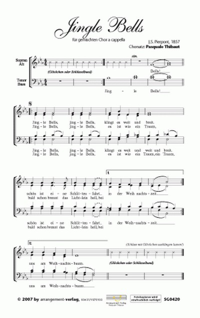 J.S. Pierpont, Chorsa Jingle Bells (vierstimmig)