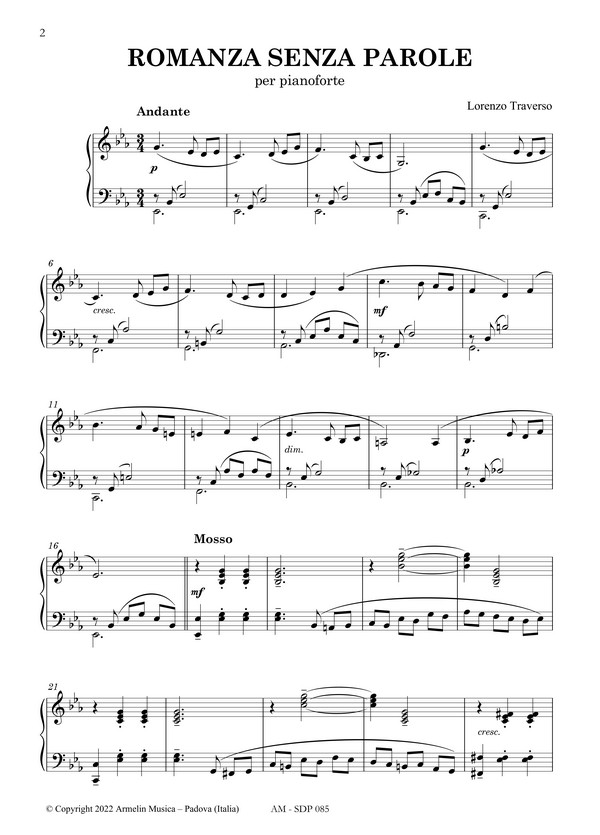 Lorenzo Traverso, 5 pezzi brevi per pianoforte