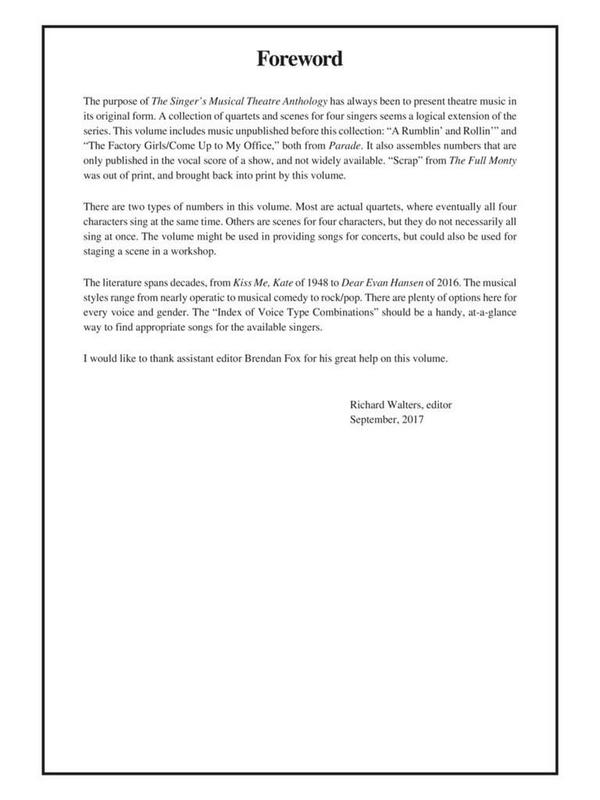 Singer's Musical Theatre Anthology: Quartets