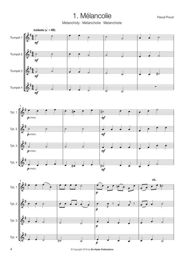 Pascal Proust 14 Easy Trumpet Quartets