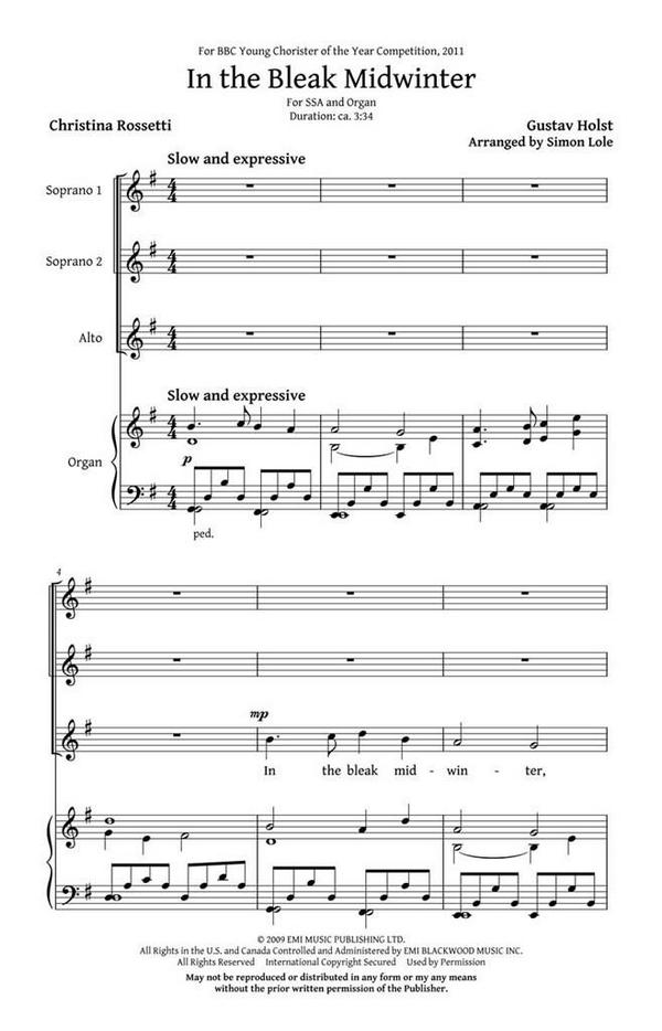 Gustav Holst In the Bleak Midwinter