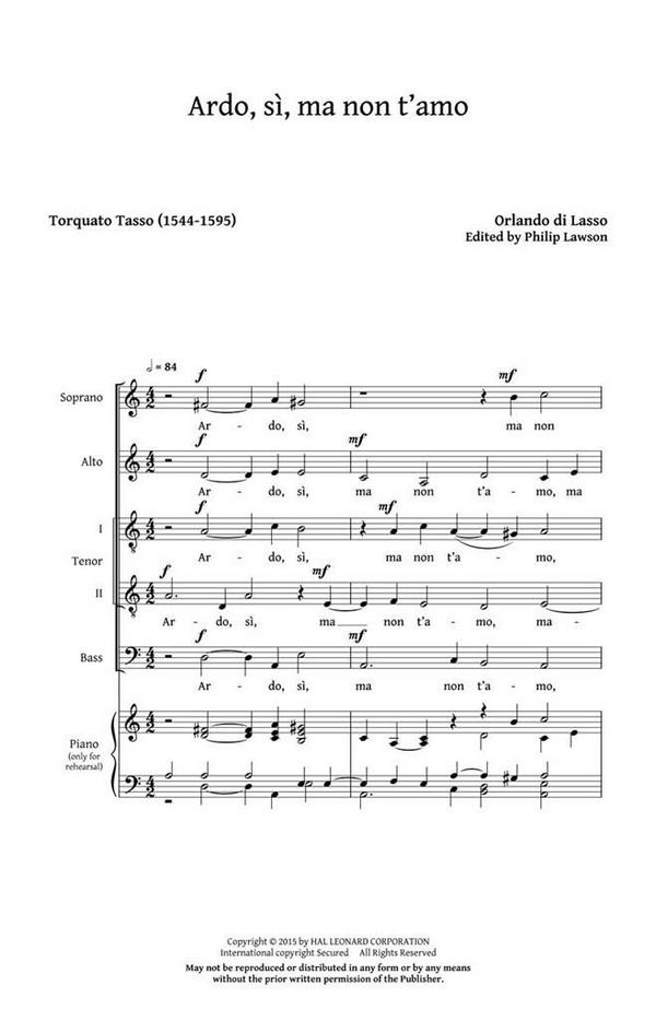 Orlando di Lasso Five Italian Madrigals