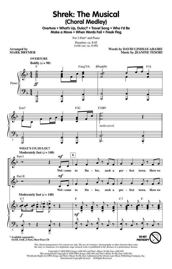 Jeanine Tesori Shrek: The Musical (Choral Medley)