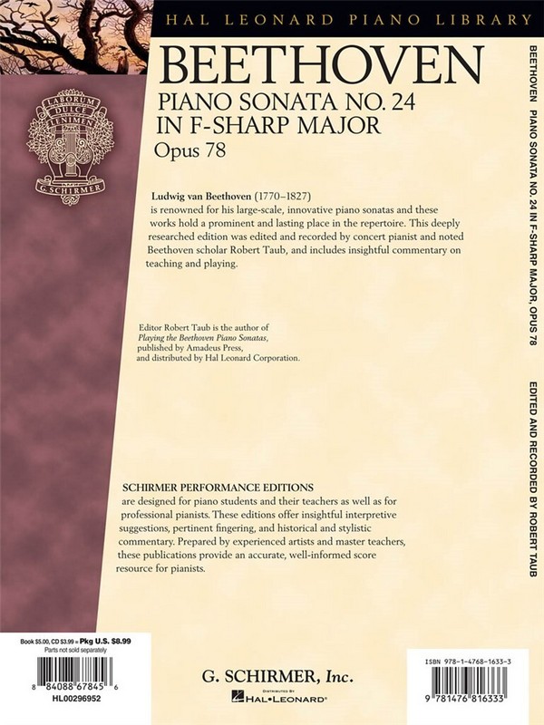 Piano Sonata in F Sharp Major no.24  op.78 (+CD)