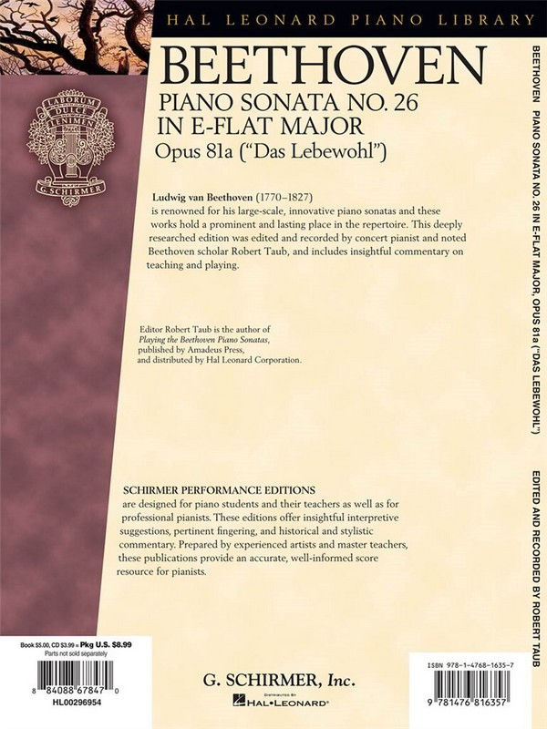 Ludwig van Beethoven, Piano Sonata No.26 in E Flat Op.81a