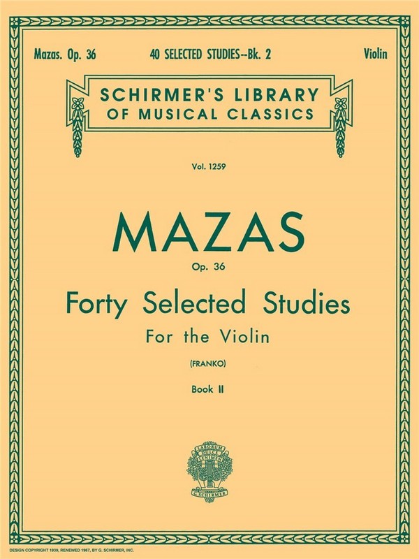 Jacques-Féréol Mazas, 40 Selected Studies, Op. 36 - Book 2