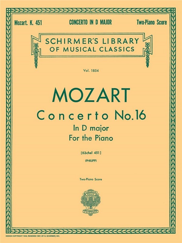 Wolfgang Amadeus Mozart, Piano Concerto No.16 In D K.451