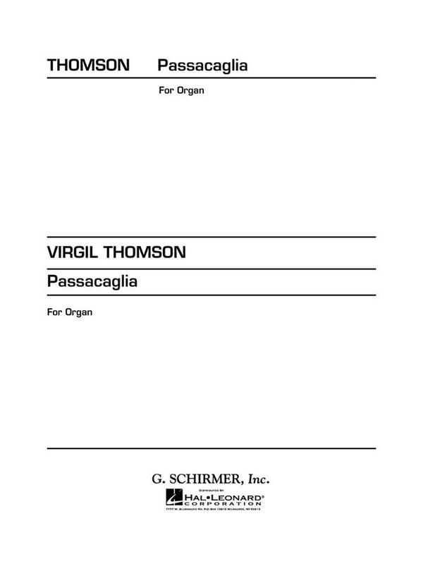 Virgil Thomson, Passacaglia For Organ