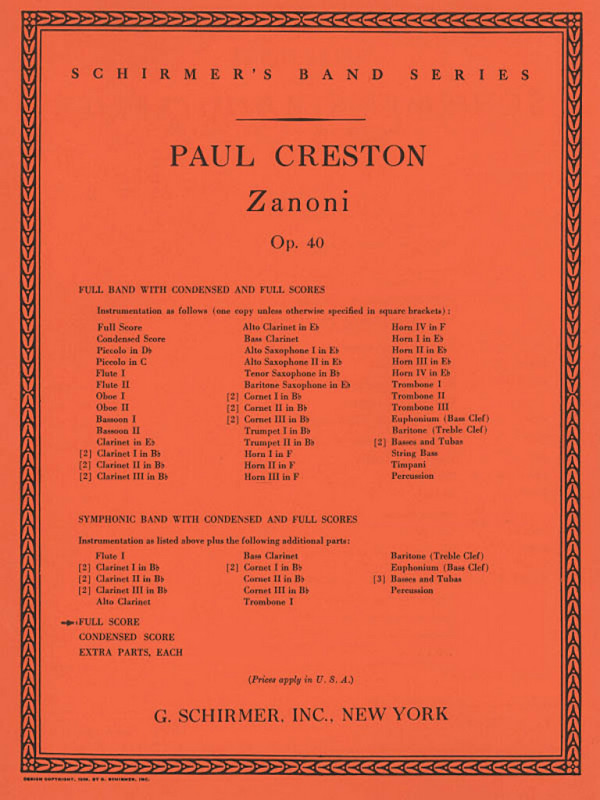 Paul Creston, Zanoni Op40
