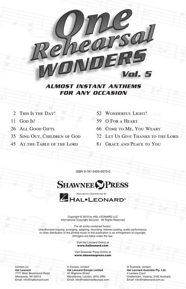 One Rehearsal Wonders, Volume 5