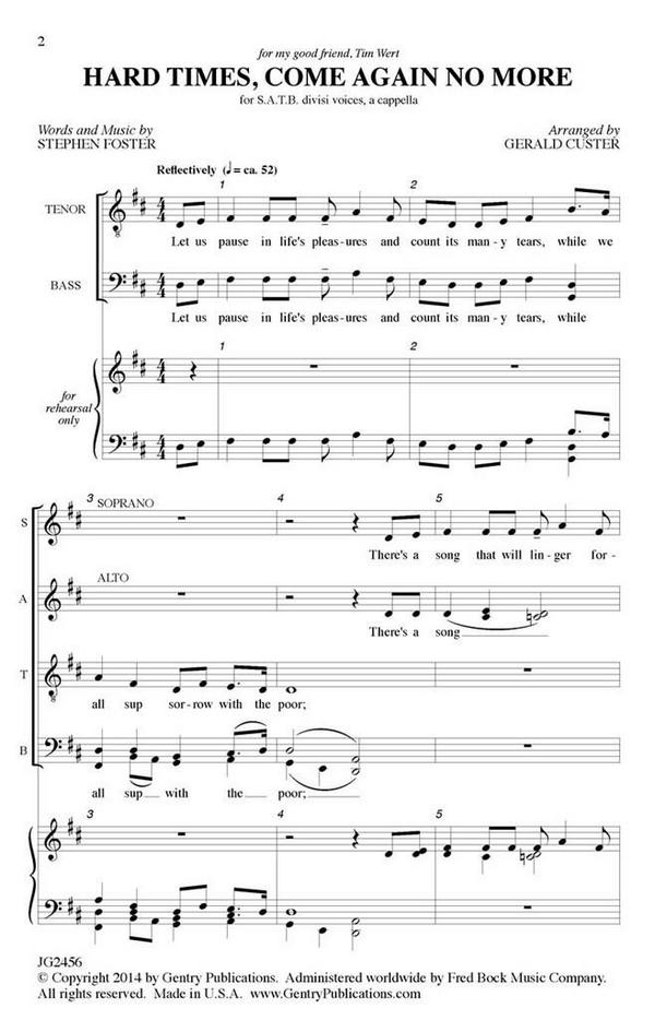 Stephen Foster, Hard Times, Come No More