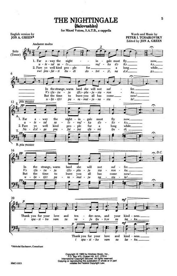 Pyotr Ilyich Tchaikovsky, The Nightingale