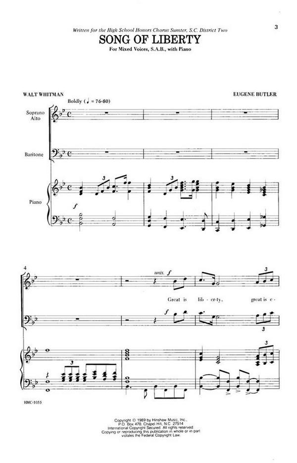 Eugene Butler, Song Of Liberty