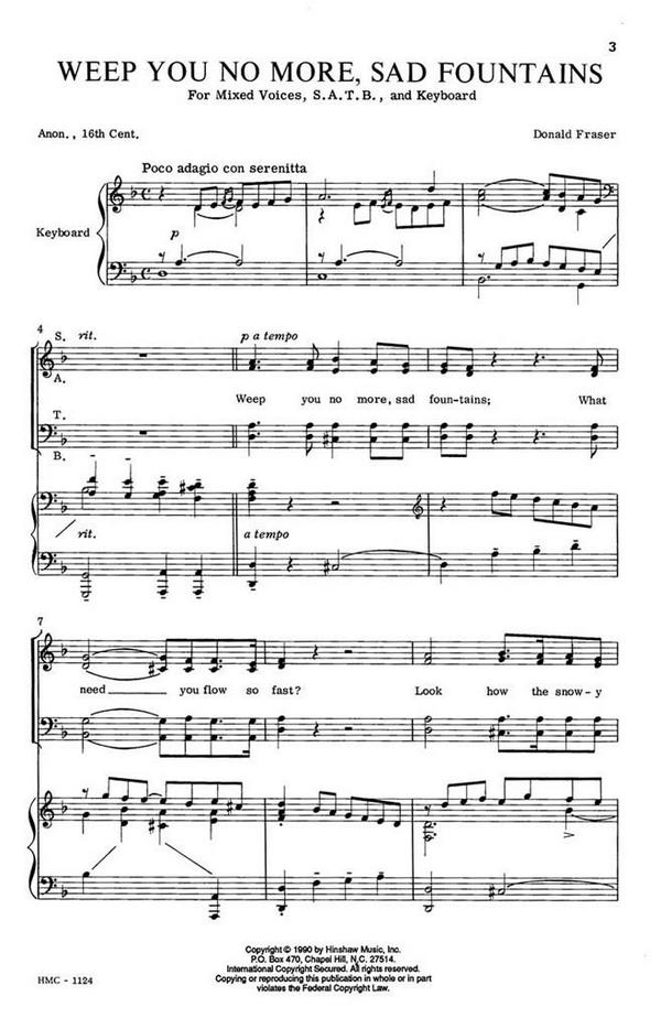 Donald Fraser, Weep You No More, Sad Fountains