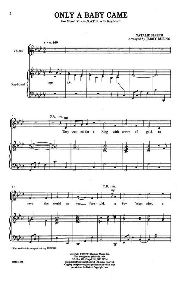 Natalie Sleeth, Only A Baby Came