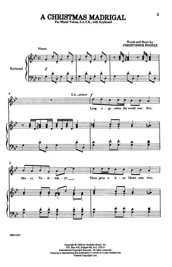 Christopher Boodle, A Christmas Madrigal