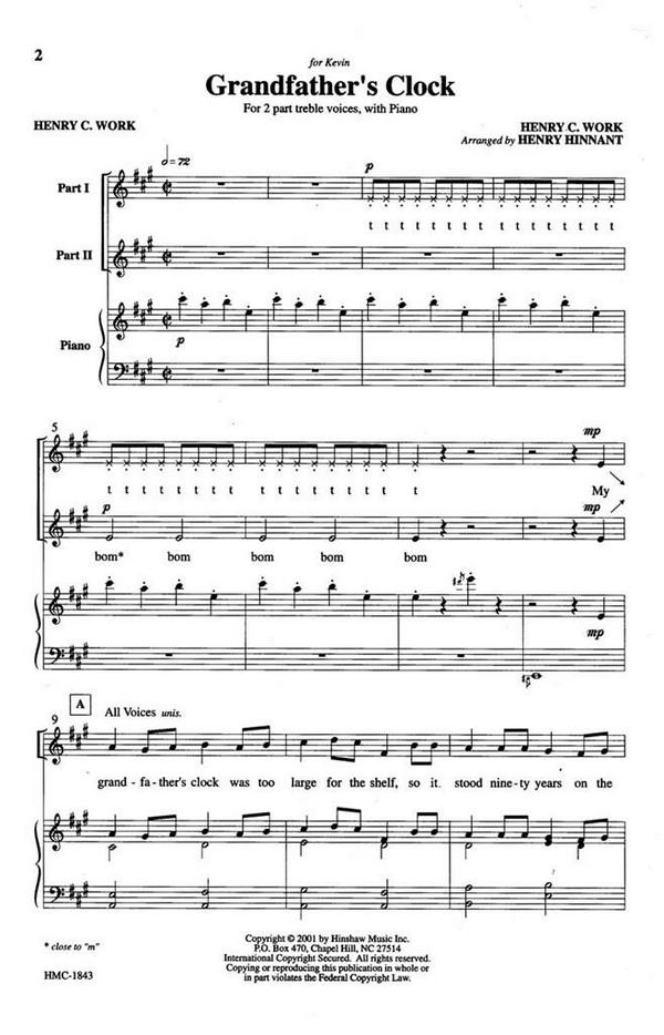 Henry C. Work, Grandfather's Clock