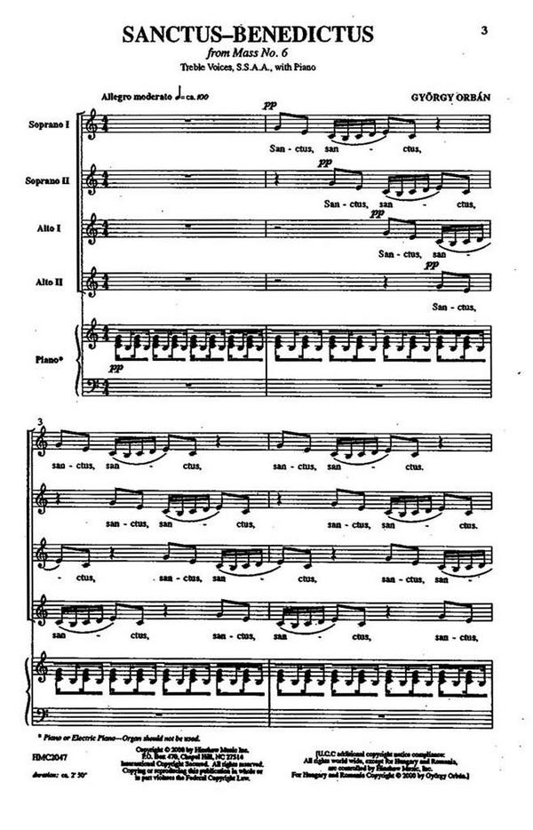 György Orbán, Sanctus-Benedictus (From Mass #6)