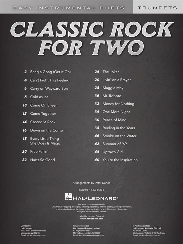 Classic Rock for Two Trumpets