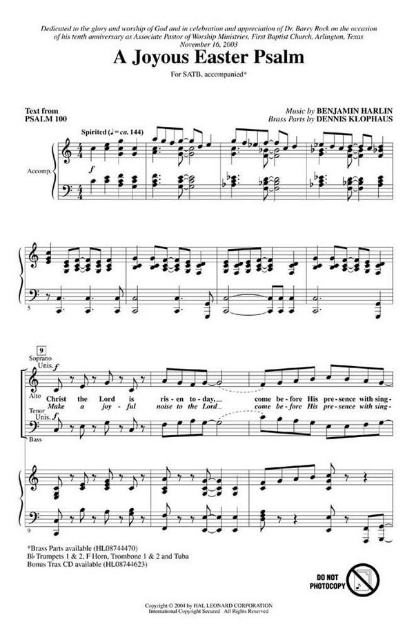 Benjamin Harlan, A Joyous Easter Psalm