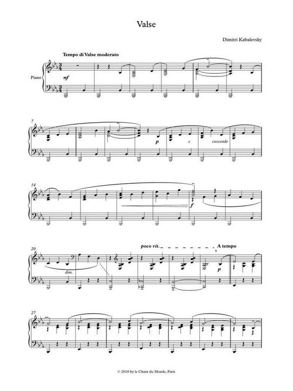 Dmitri Kabalevsky, Oeuvres Posthumes pour Piano