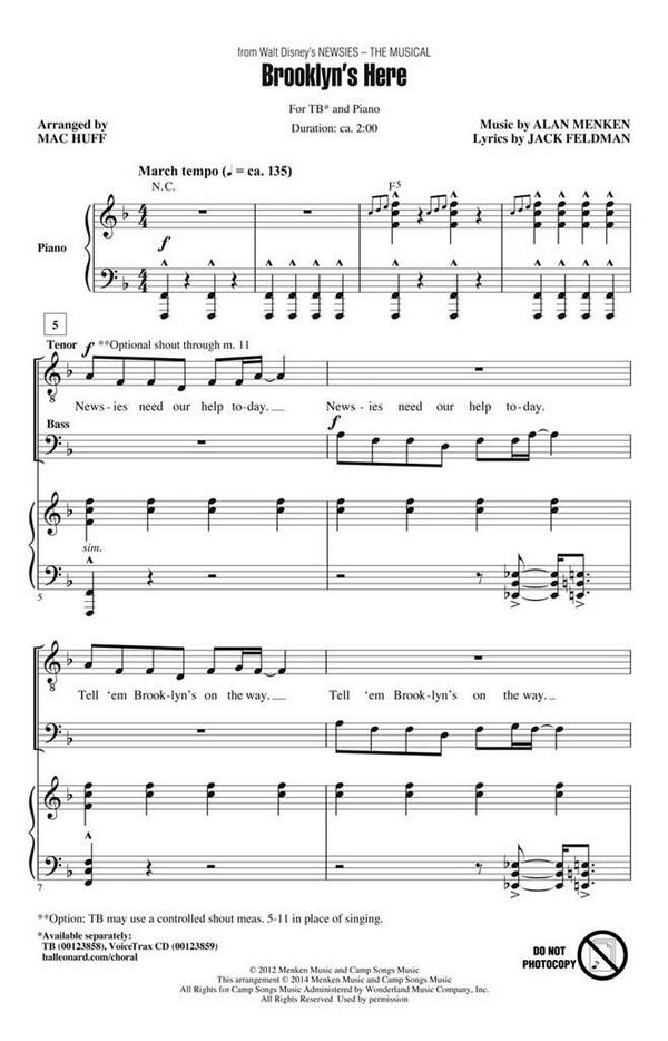 Alan Menken, Brooklyn's Here (from Newsies - The Musical)