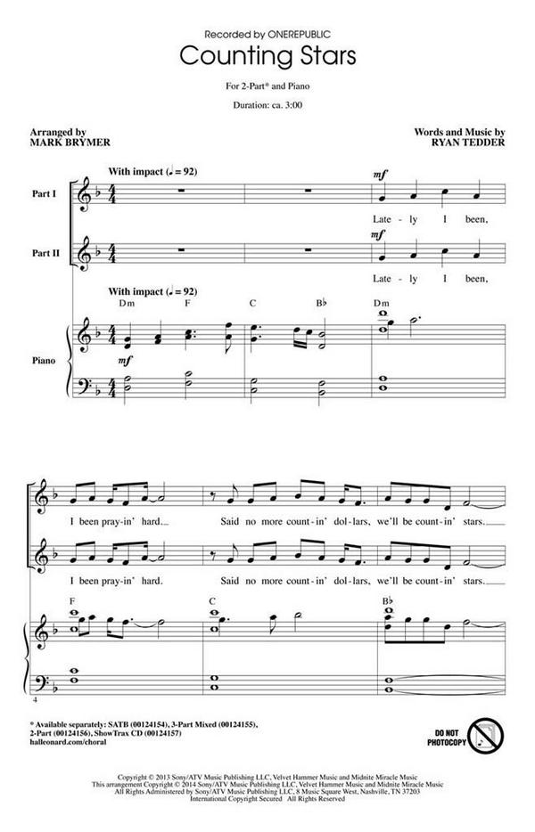 Ryan Tedder, Counting Stars