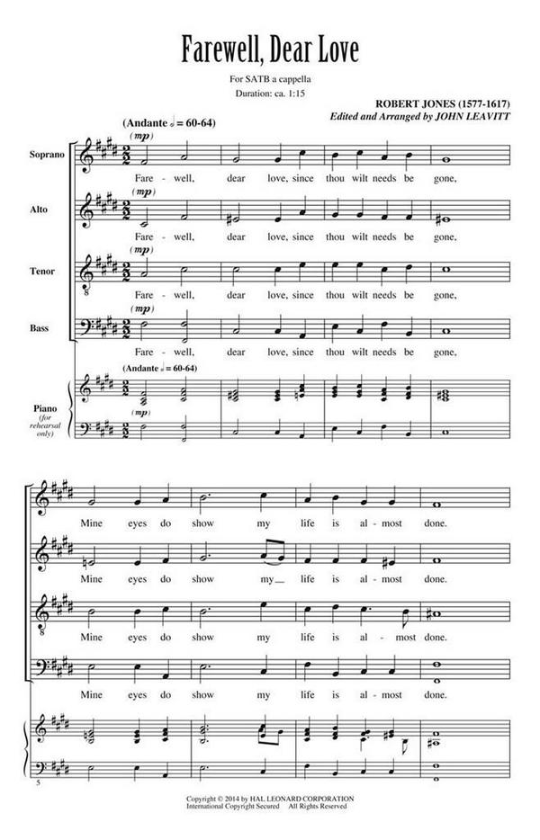 Robert Jones, Farewell, Dear Love