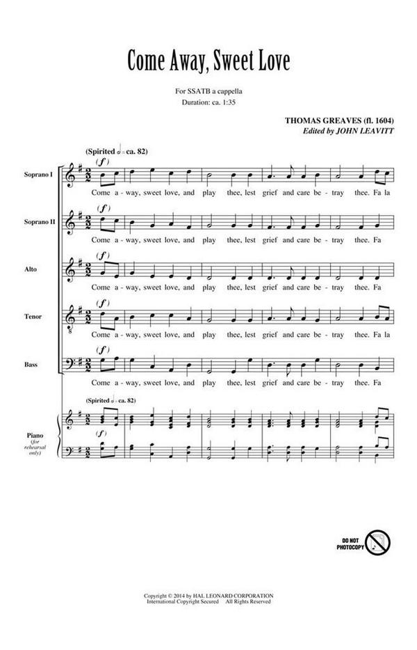 Thomas Greaves, Come Away, Sweet Love