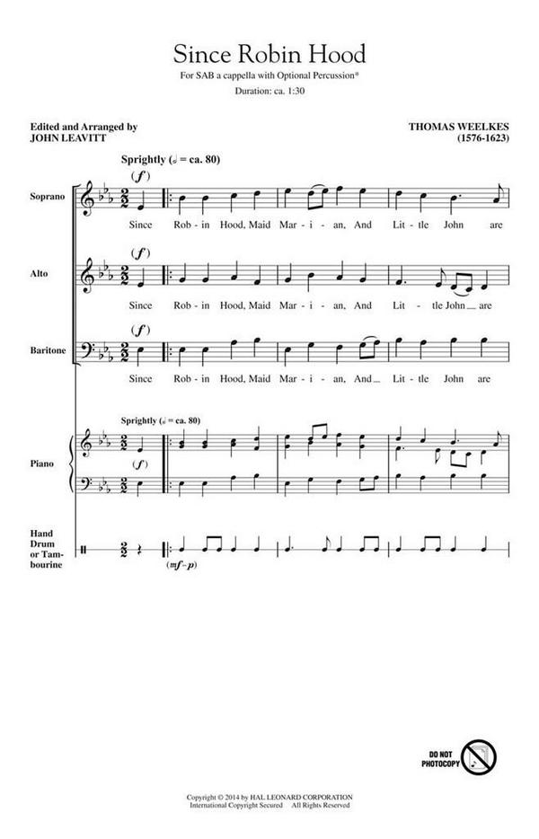 Thomas Weelkes, Since Robin Hood